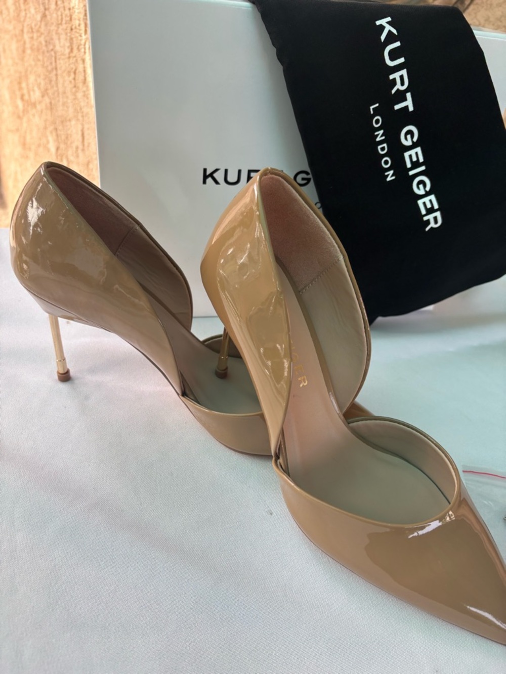 Kurt Geiger Beige Patent D'Orsay Stiletto Heels